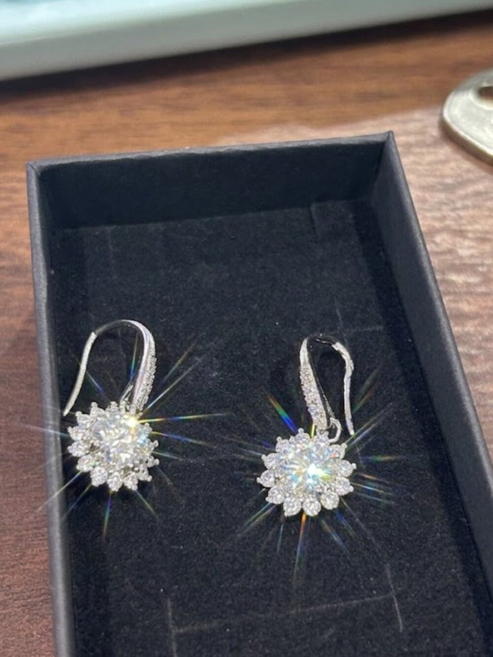 ER45 Crystal Sunflower earrings 1 ct moissanite s925